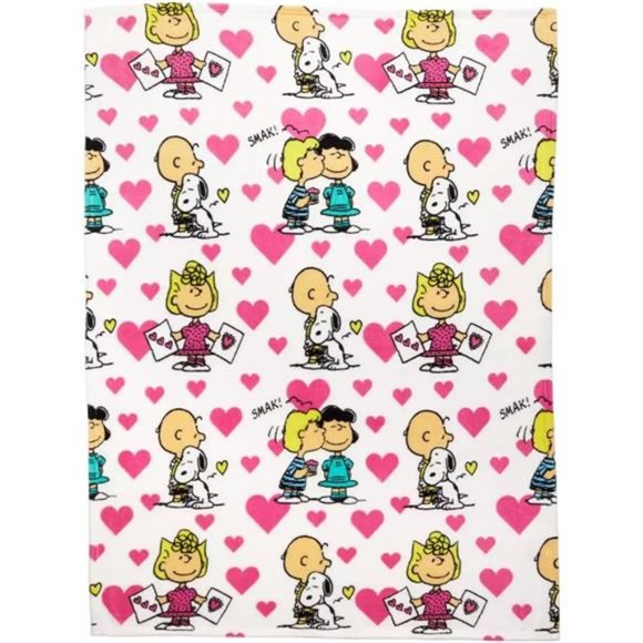 Valentine Day Print, Super Soft Cozy Lightweight Plush 46" x 60", Peanuts Snoop - Picture 6 of 7